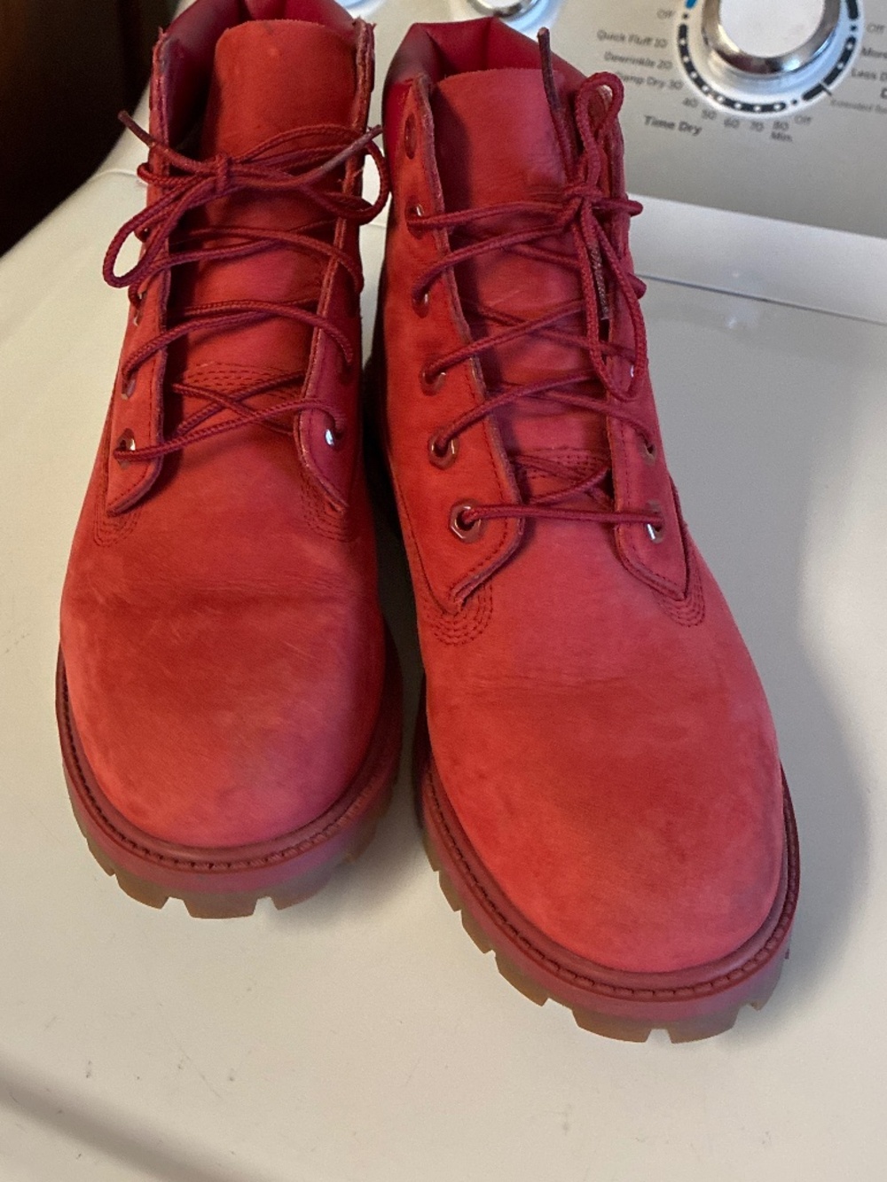 Timberland Red Combat Moto Hiking Boots M6/W8 unisex